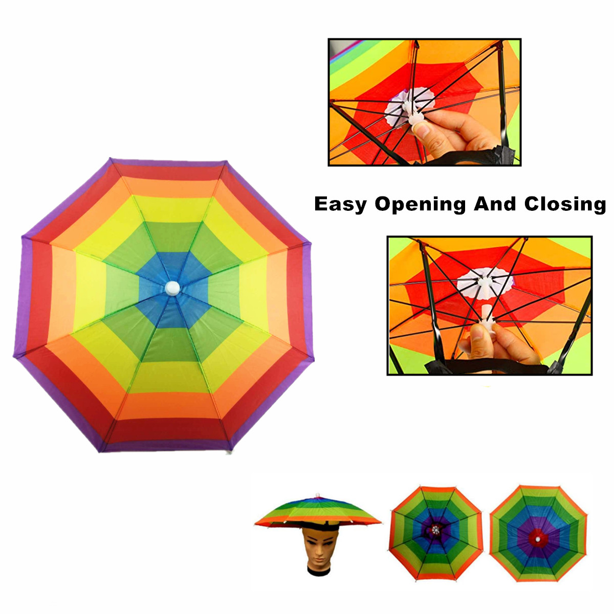 5x Outdoor Foldable Sun Umbrella Hat Golf Fishing Camping Headwear Cap Head Hat