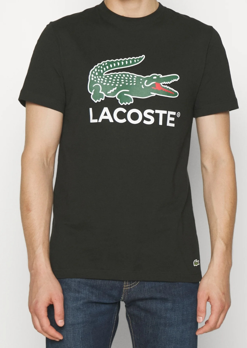 Lacoste Men’s Signature Print Cotton Jersey T-Shirt Black TH1285-51-031