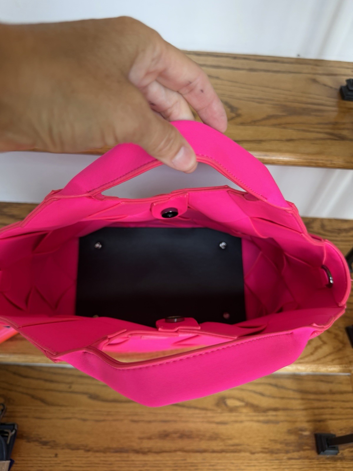 Parker & Hyde The Dallas Classic Tote in Hot Pink Woven Tote Bag