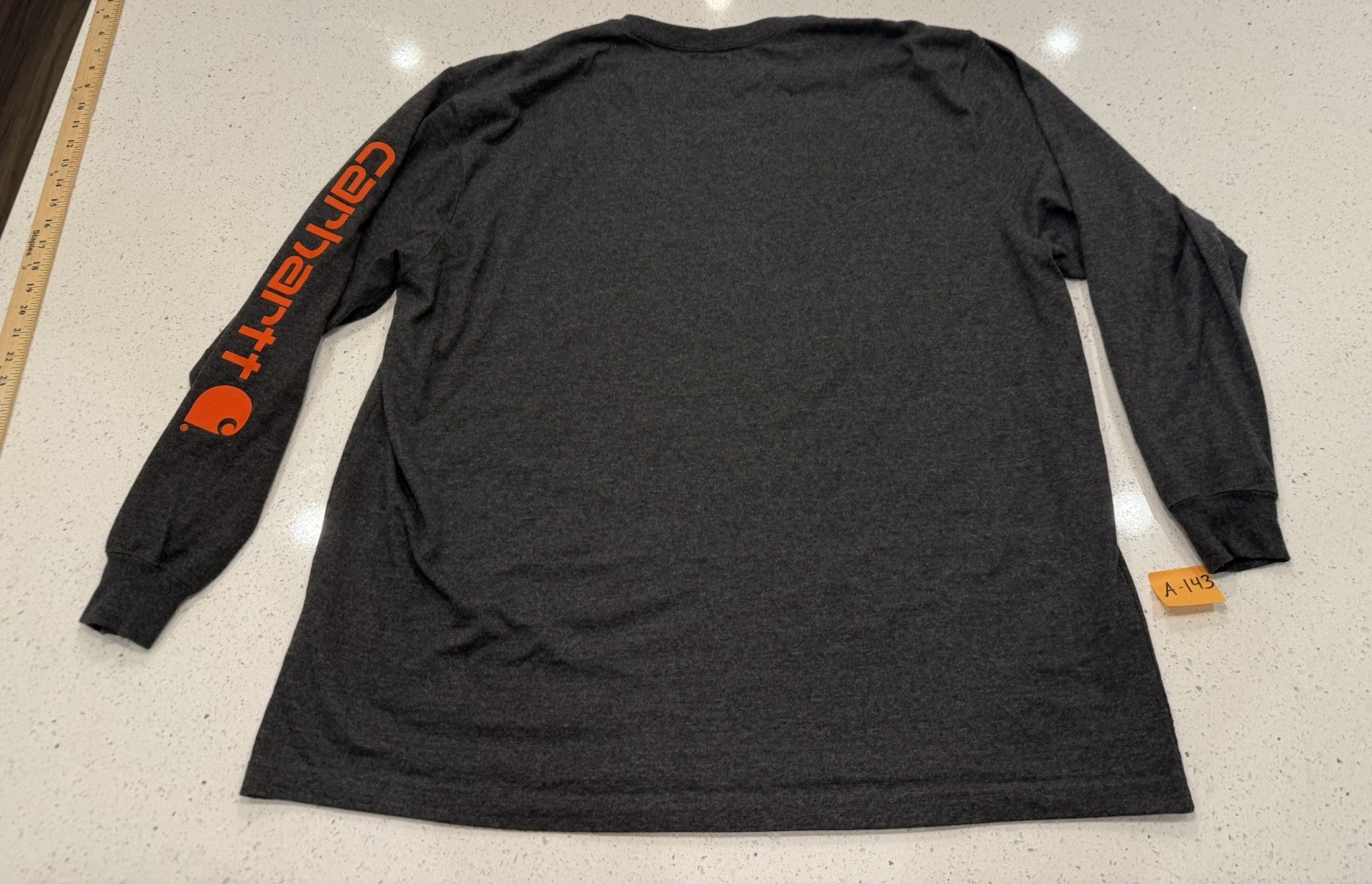 Carhartt Loose Fit Long Sleeve Shirt Mens 2XL Charcoal Grey Orange Crew Neck