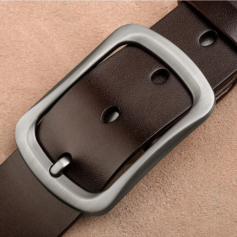 Genuine Leather Waist Belt Cowhide 3.8cm Men’s Plus Size Pin Buckle Jeans Belts