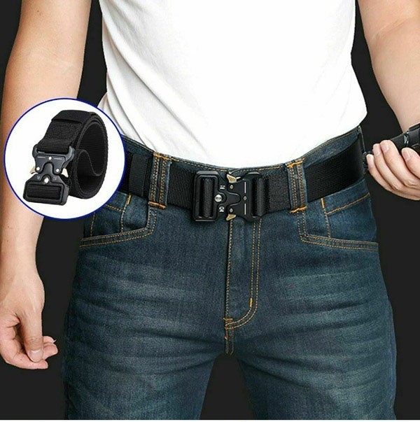Mens Tactical Belt Heavy Duty Military Nylon Work Waistband Quick Release Buckle