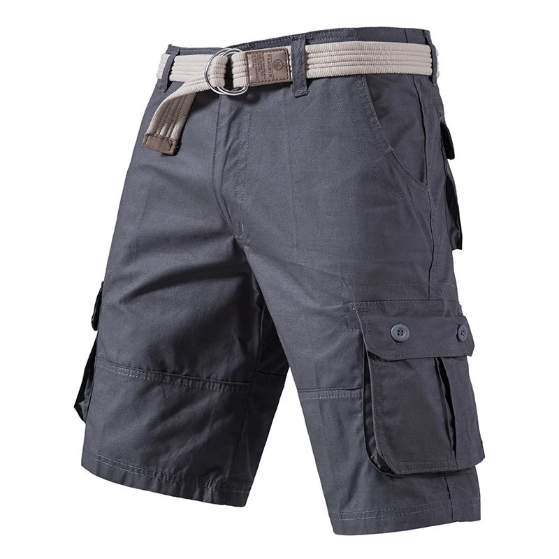 Men’s Cargo Shorts Stretch Lightweight Cotton Twill Multi Pockets Belted Short