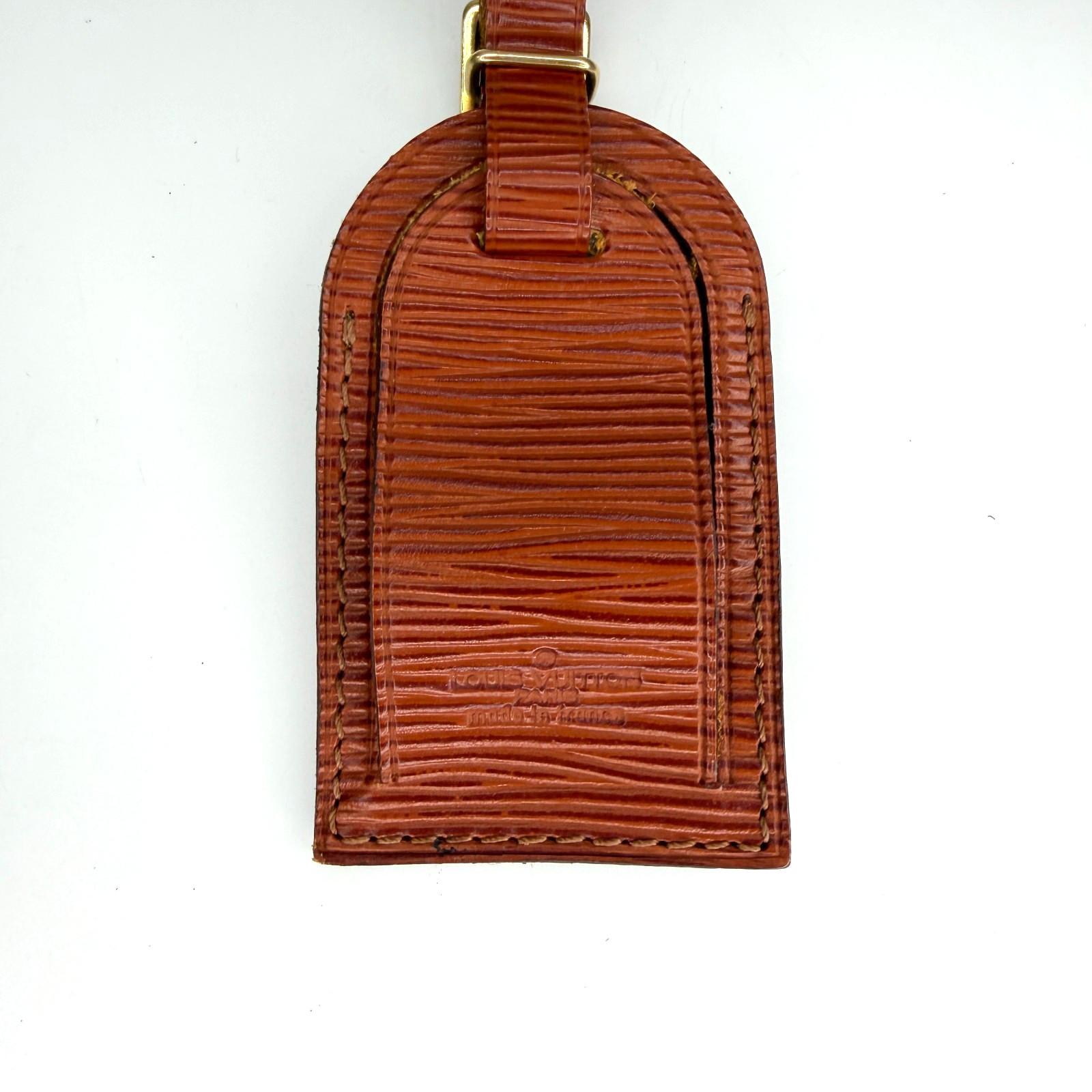 Authent Louis Vuitton Epi Brown Leather Luggage Name Tag & Poignet Used Japan