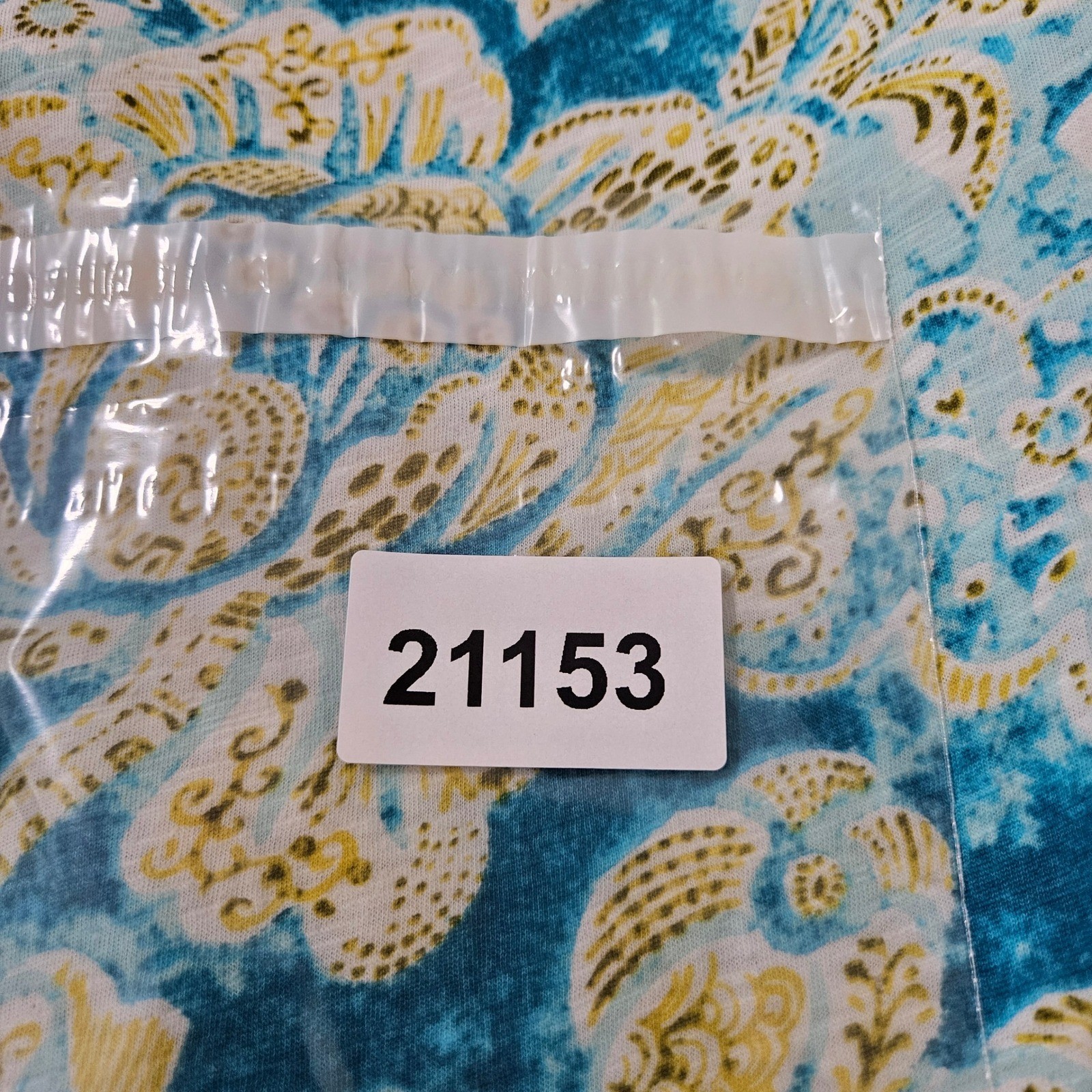 Cino Womens Blue Yellow Floral Paisley 100% Cotton Long Sleeve Top Large