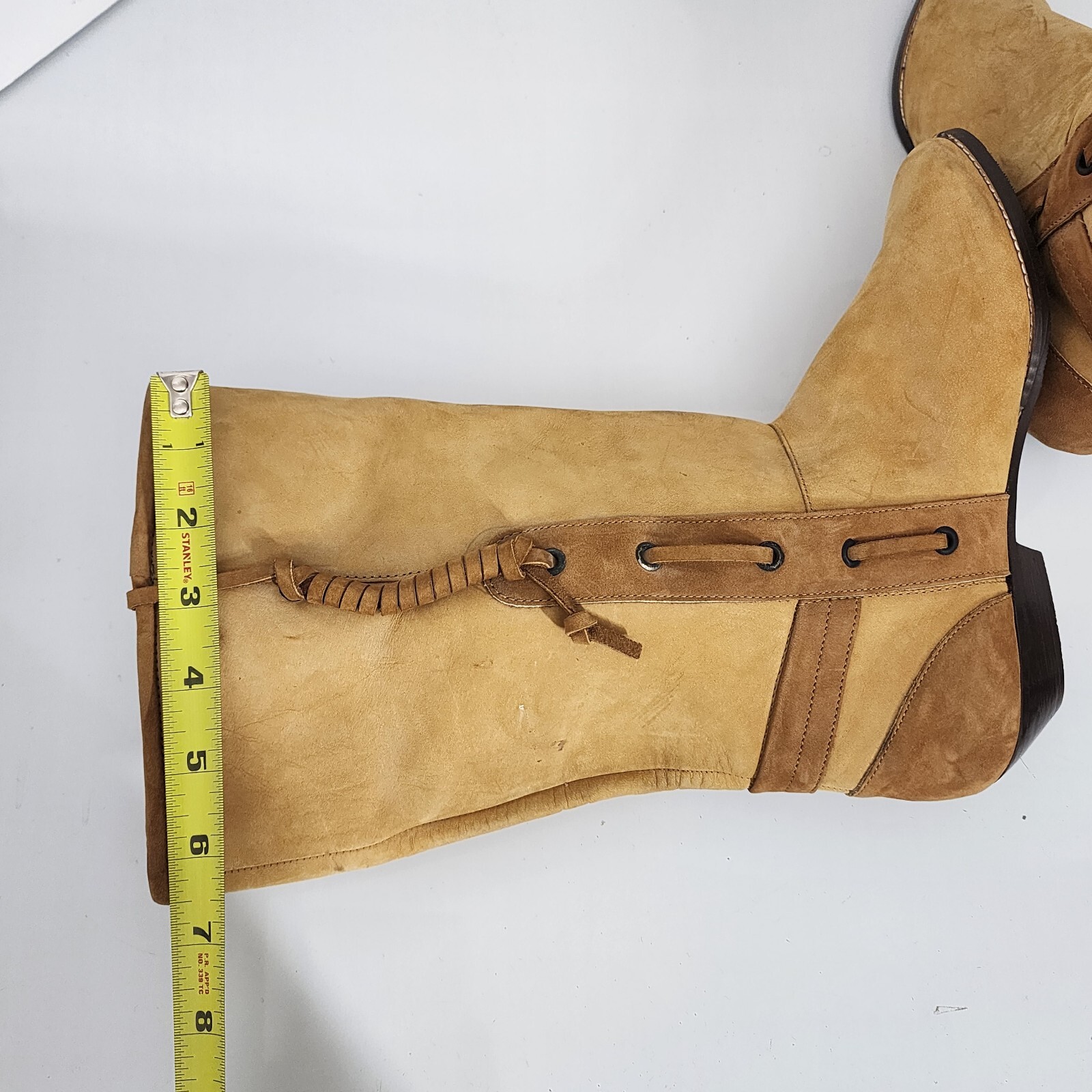 Vintage 80’s Maine Woods Leather Boots Tan Low Heel Western DORADO RUN SMALL