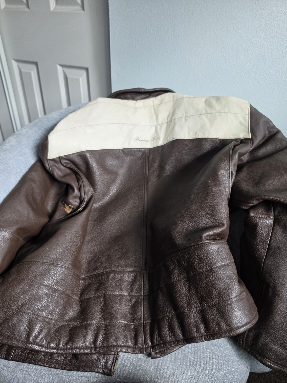 Phat Farm Premium Flava Select Mens Brown Leather Jacket 4XL