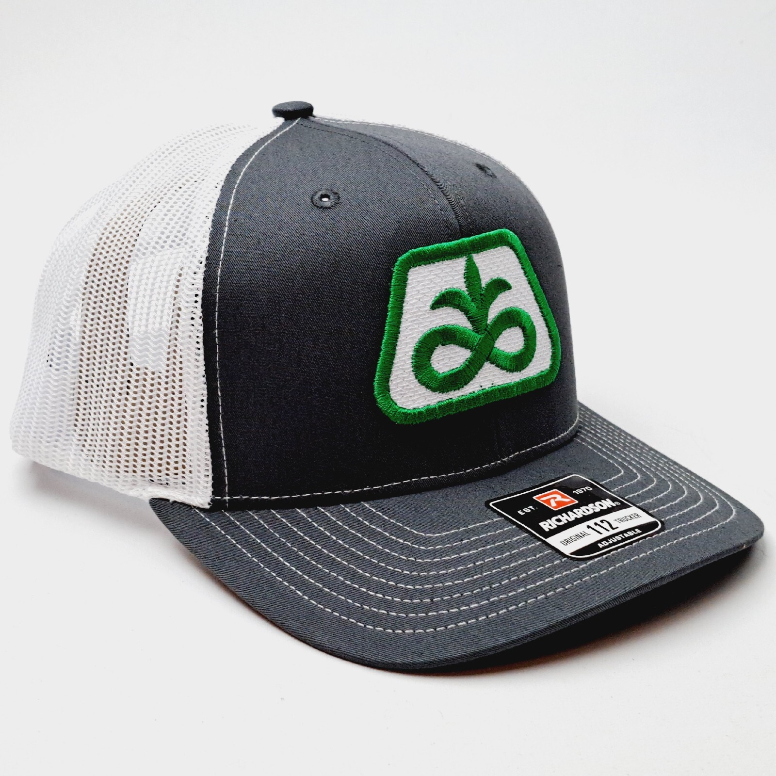 Richardson 112 Trucker Cap Hat Mesh Snapback Gray White Pioneer Seed Patch
