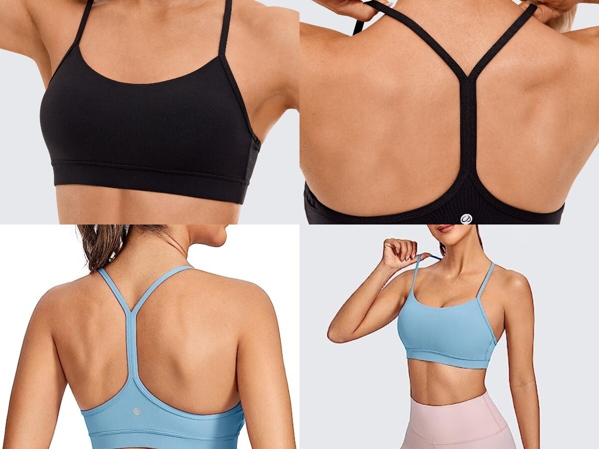 CRZ YOGA Womens Sports Bra Y Back Padded Thin Straps, Yoga Bra, H166S