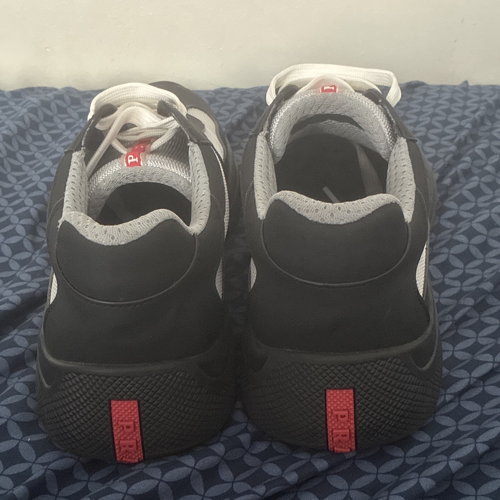 PRADA America’s Cup Men’s Low Top Lace-Up Sneakers Colorblock Rubber Sole