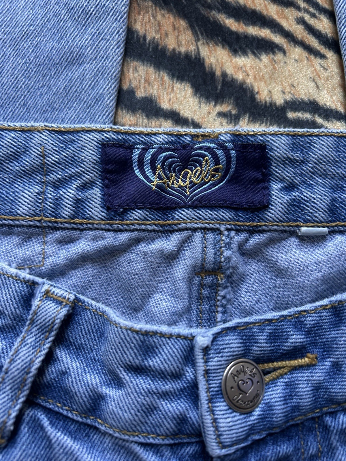 Vintage Y2K Angels Light Wash Low Rise Straight Leg Jeans Blue Denim Size 3
