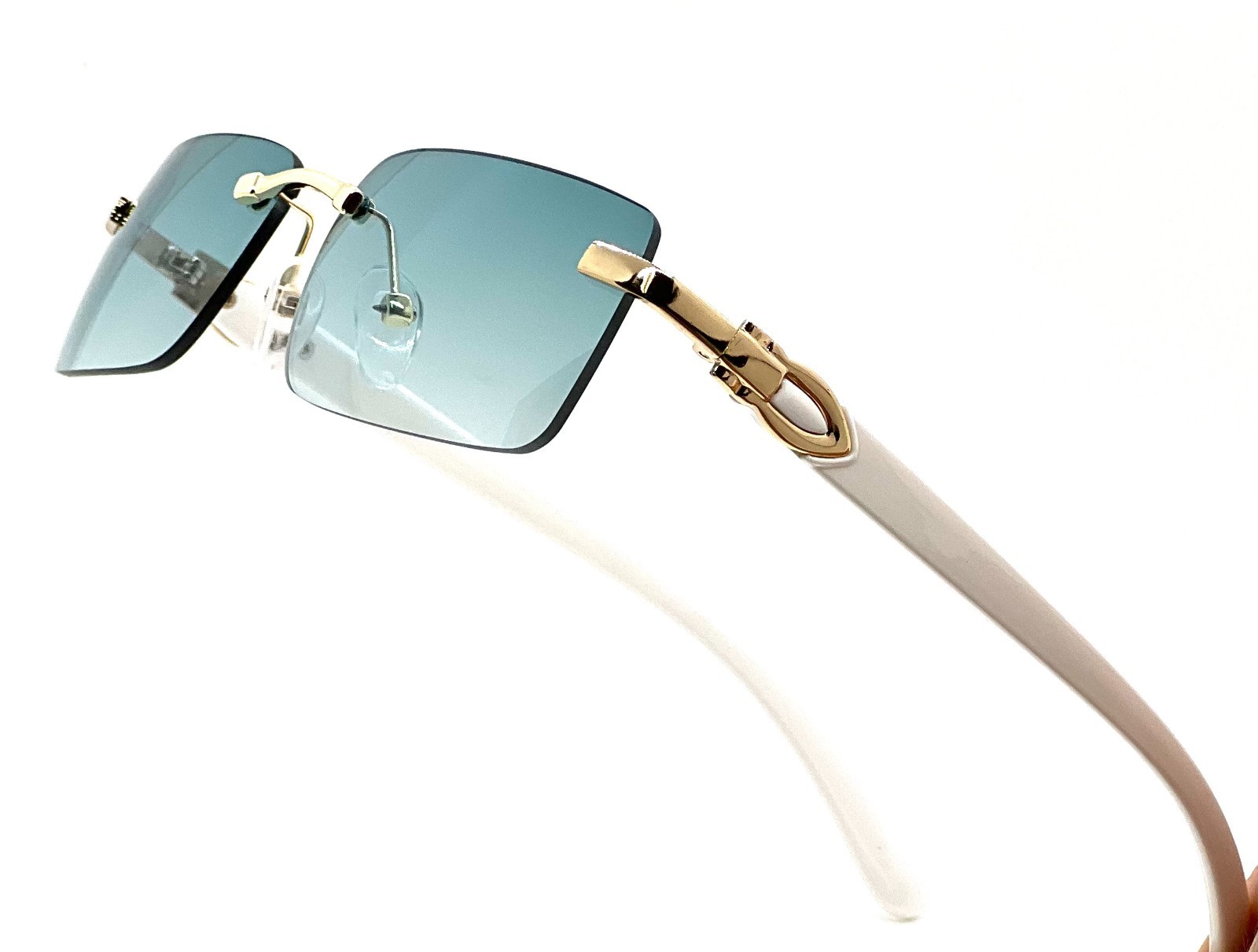 Mens Classy Style Wood Buff Retro 90s Hip Hop Rapper Gangster Rimless Sunglasses