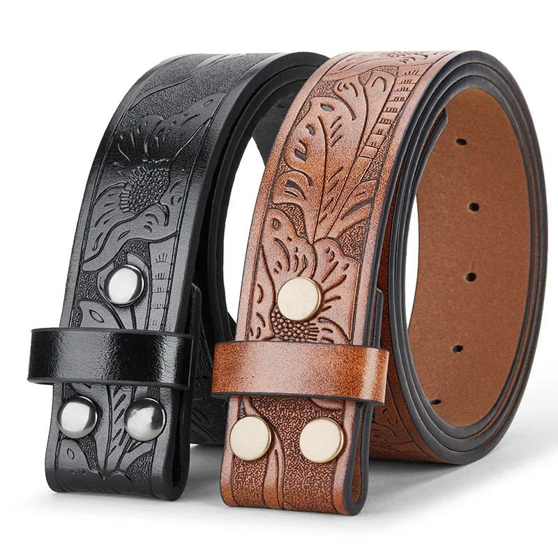 3.8Cm Belts without Buckle Pu Leather Belt Body No Buckle Strap for Smooth Buck