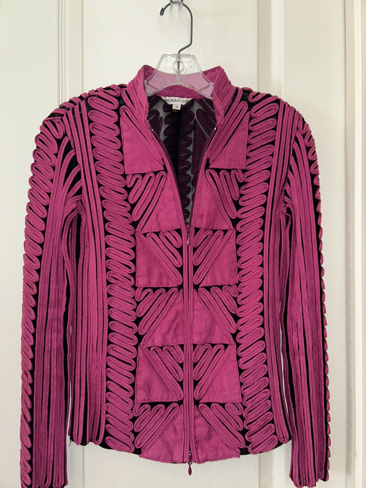 Andrea Rosati Vintage Womens 12 Magenta Pink Jacket with Black Sheer Lining