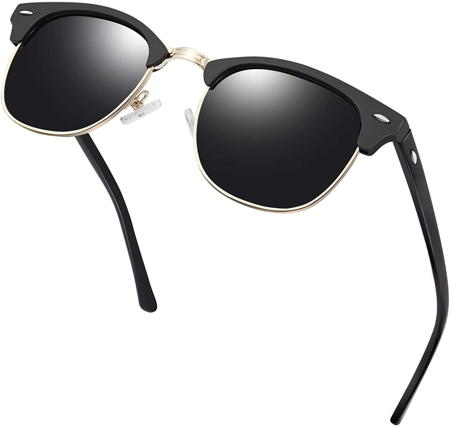 Retro Vintage Polarized Sunglasses Mens UV400 Half Metal Frame Club Sunglasses