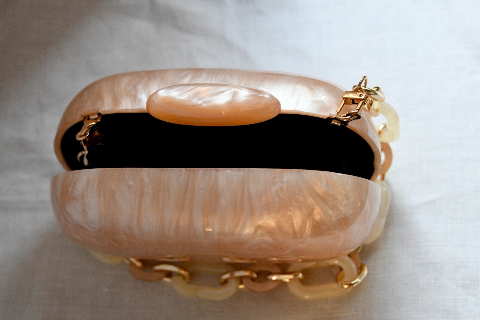 Acrylic Clutch Marble Evening Bag Peachy Beige Color