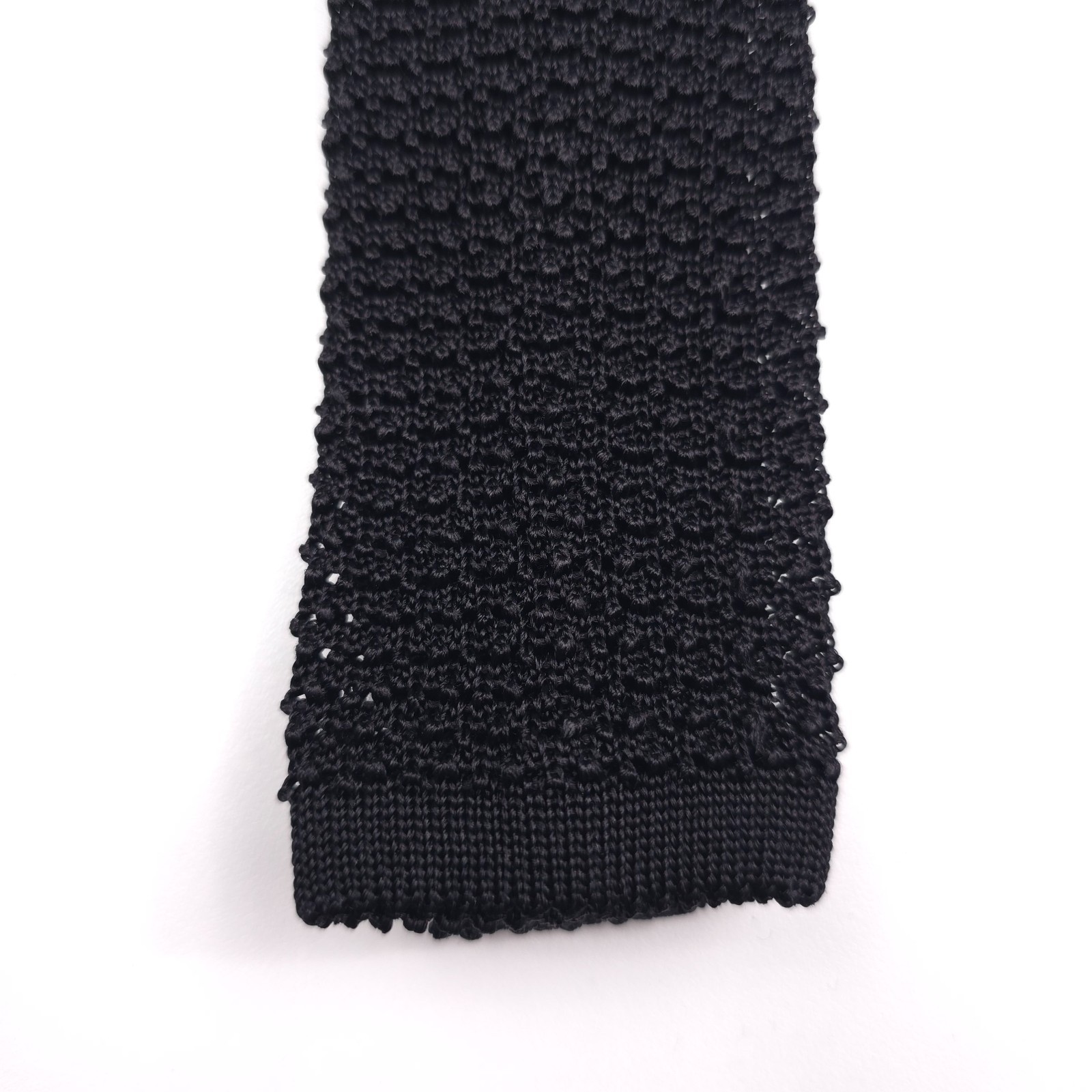 Polo Ralph Lauren Knit Silk Tie Mens One Size Solid Black Handmade in Italy