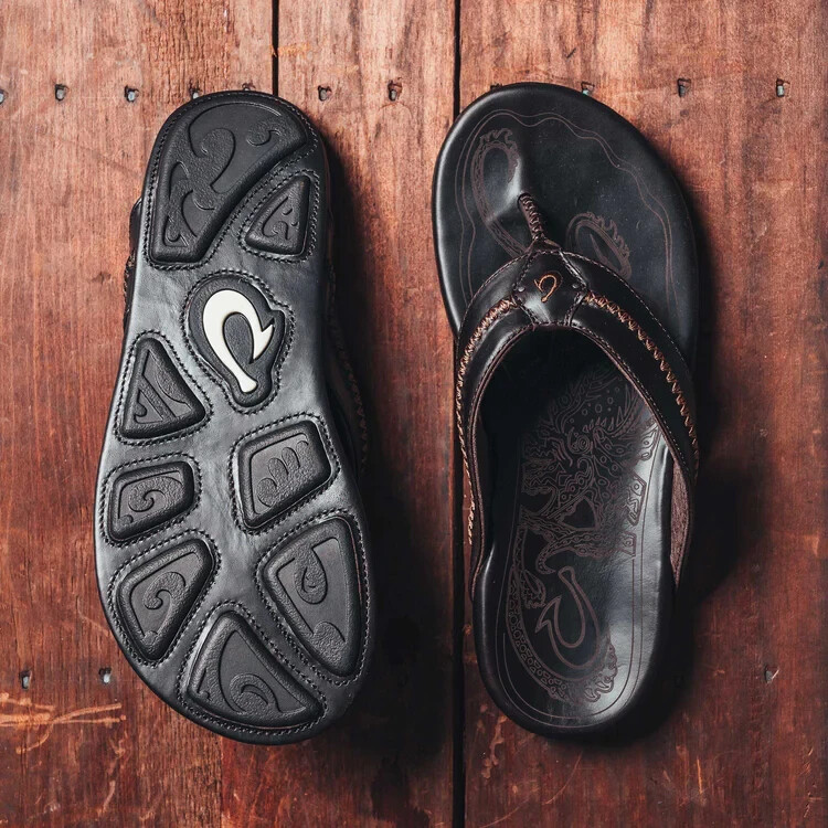 🧡*NIB* OluKai Men’s Size 10 Mea Ola Leather Beach Outdoor Sandals -Dark Java 🧡