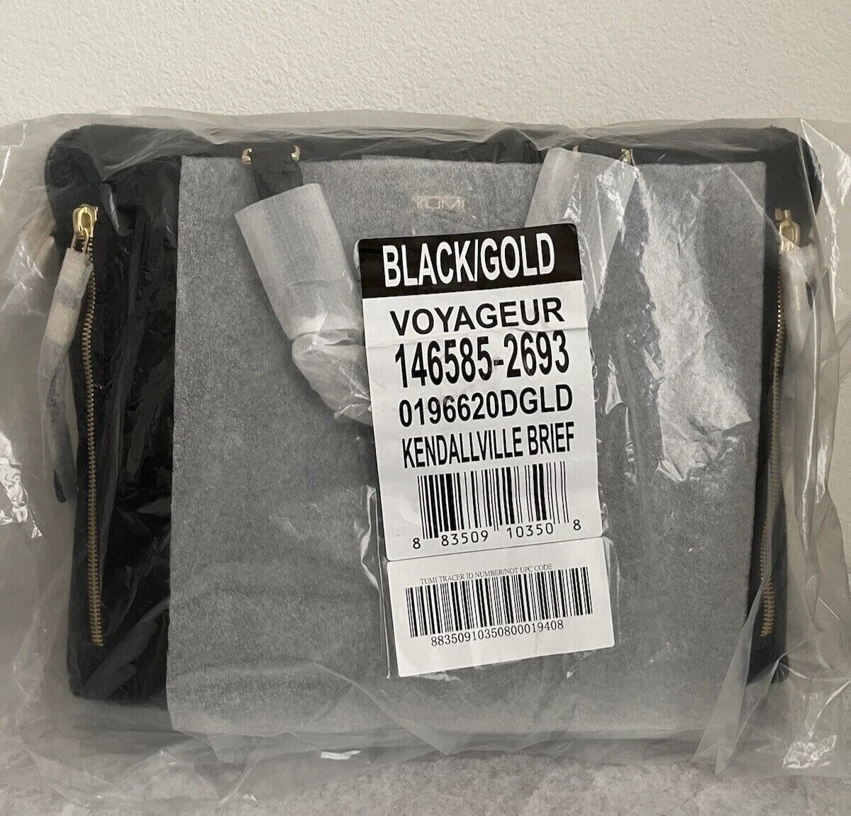 NWT Tumi Voyageur Kendallville Briefcase Bag $495 Black/Gold