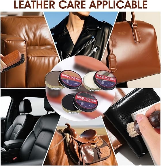 Leather Shoe Shine Kit 15pcs TUXIYA Travel Polish Kit Brown Black