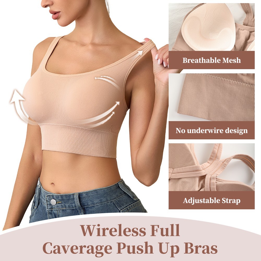 Seamless Racerback Sports Bra Women High Support Wireless Workout Multicolor