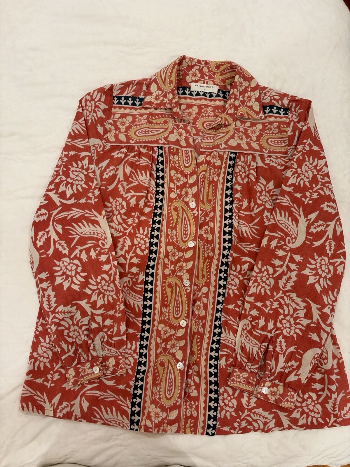 Maison Hotel Bruna Blouse/Shirt Palm Rosso Print Medium 100% Cotton slow fashion