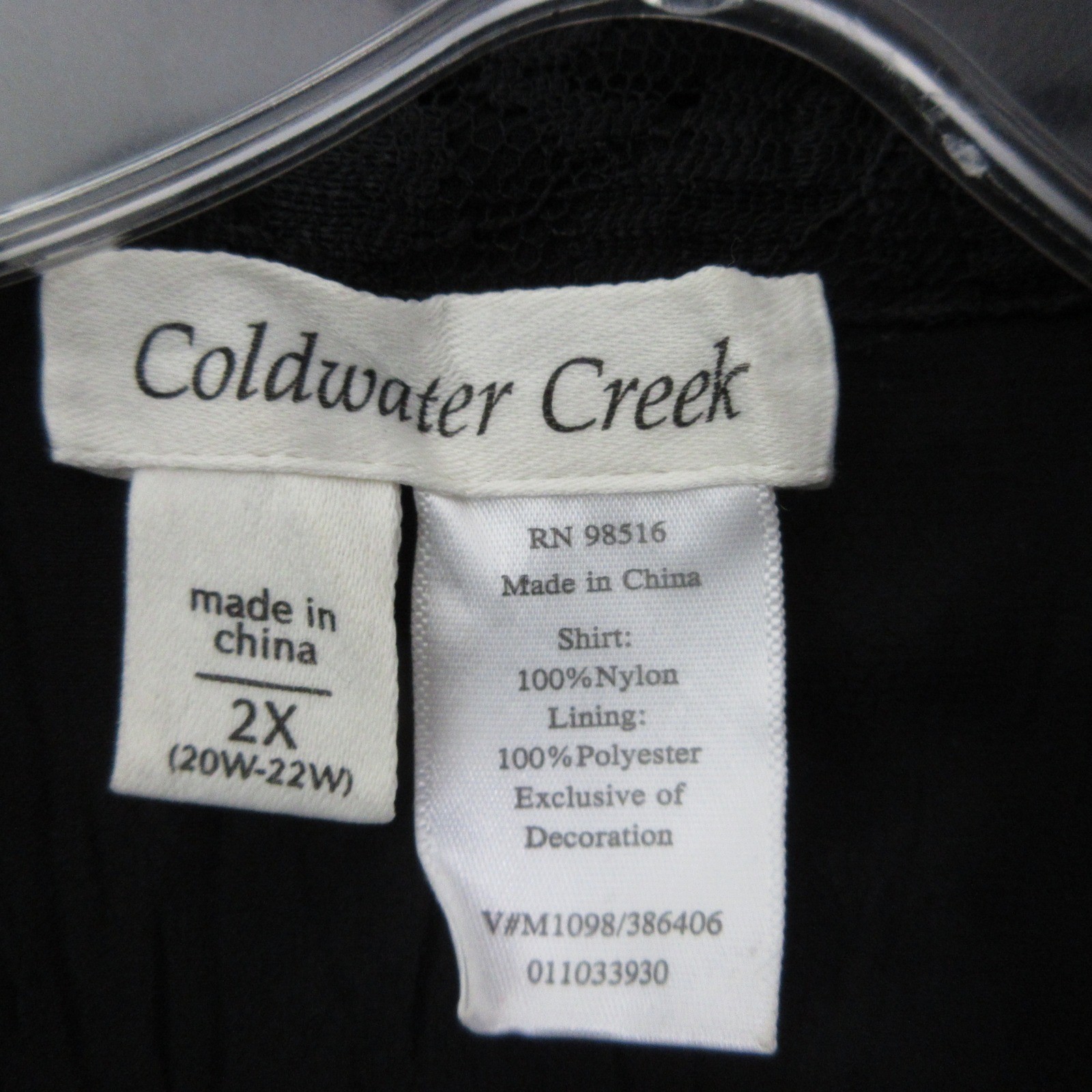 Coldwater Creek Top 2X Black Lace Ruffle Whimsigoth Victorian Dark Romantic