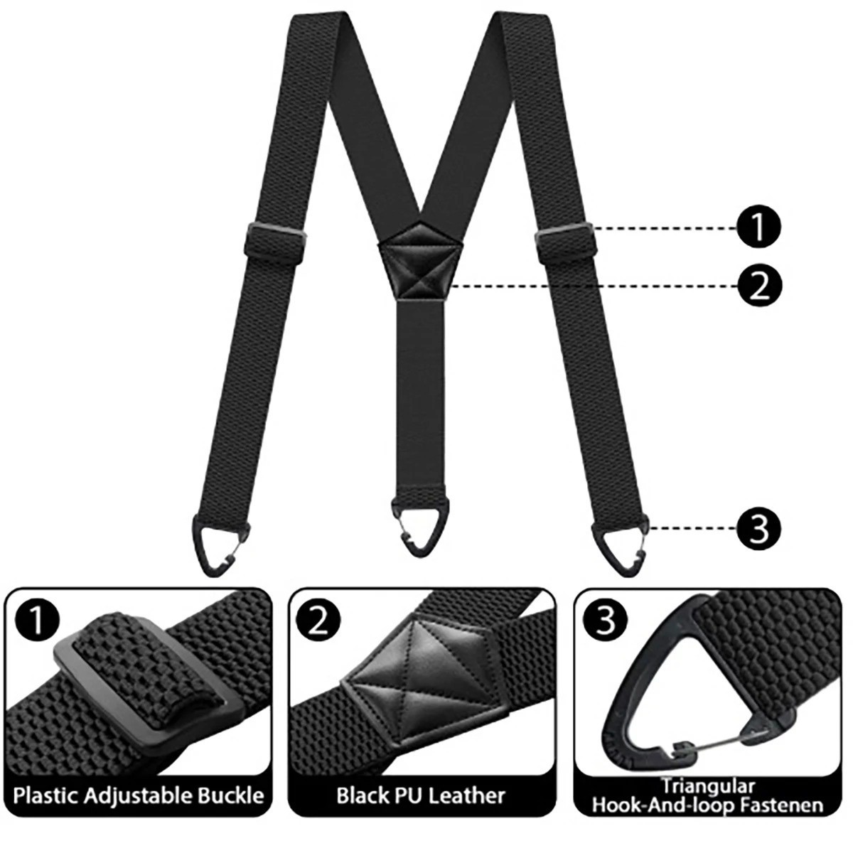 Heavy Duty Suspenders for Men Adjustable Elastic Y/X Back Work Hidden Undershirt