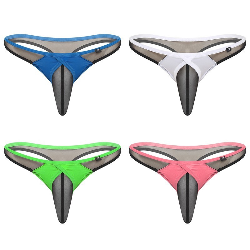 Mens Low Rise PenisThong Sheer Sheath T-back Briefs G-string Jockstrap Underwear