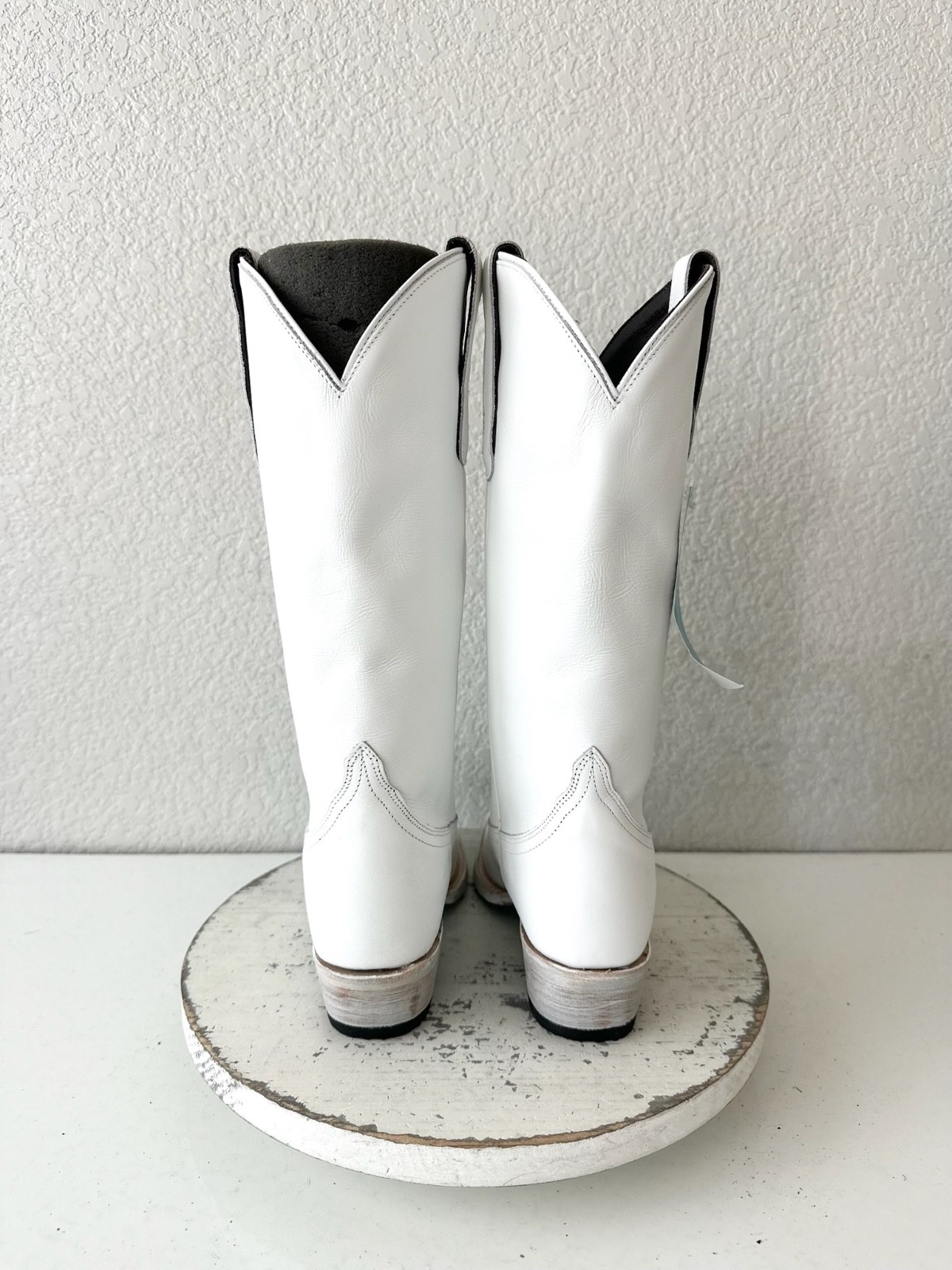 Lane EMMA JANE White Cowboy Boots Western Cowgirl Mid Calf Tall Snip Toe Sz 6.5
