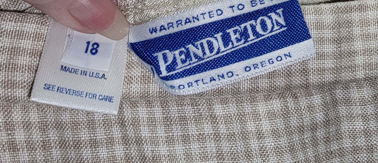 70s Vintage Pendleton Beige Red Plaid Deadstock Wool Straight Midi Skirt Size 16