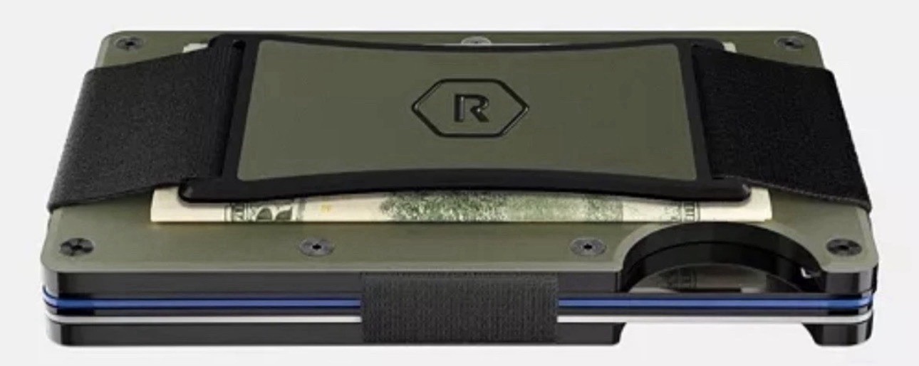 Ridge 2.0 Slim RFID Blocking Aluminum Wallet W/Cash Strap For Bills- Matte Olive