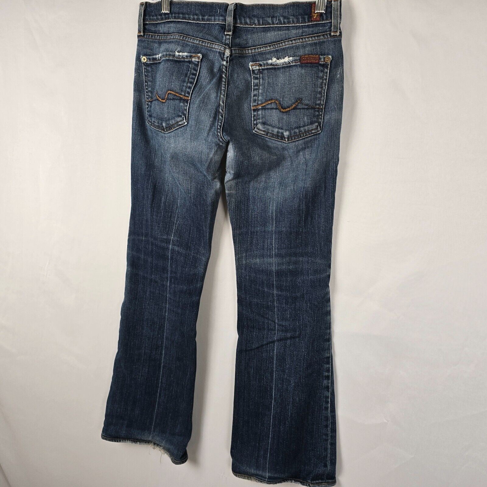 7 For All Mankind Jeans Women’s 28 Blue Flare Medium Wash Slight Distress