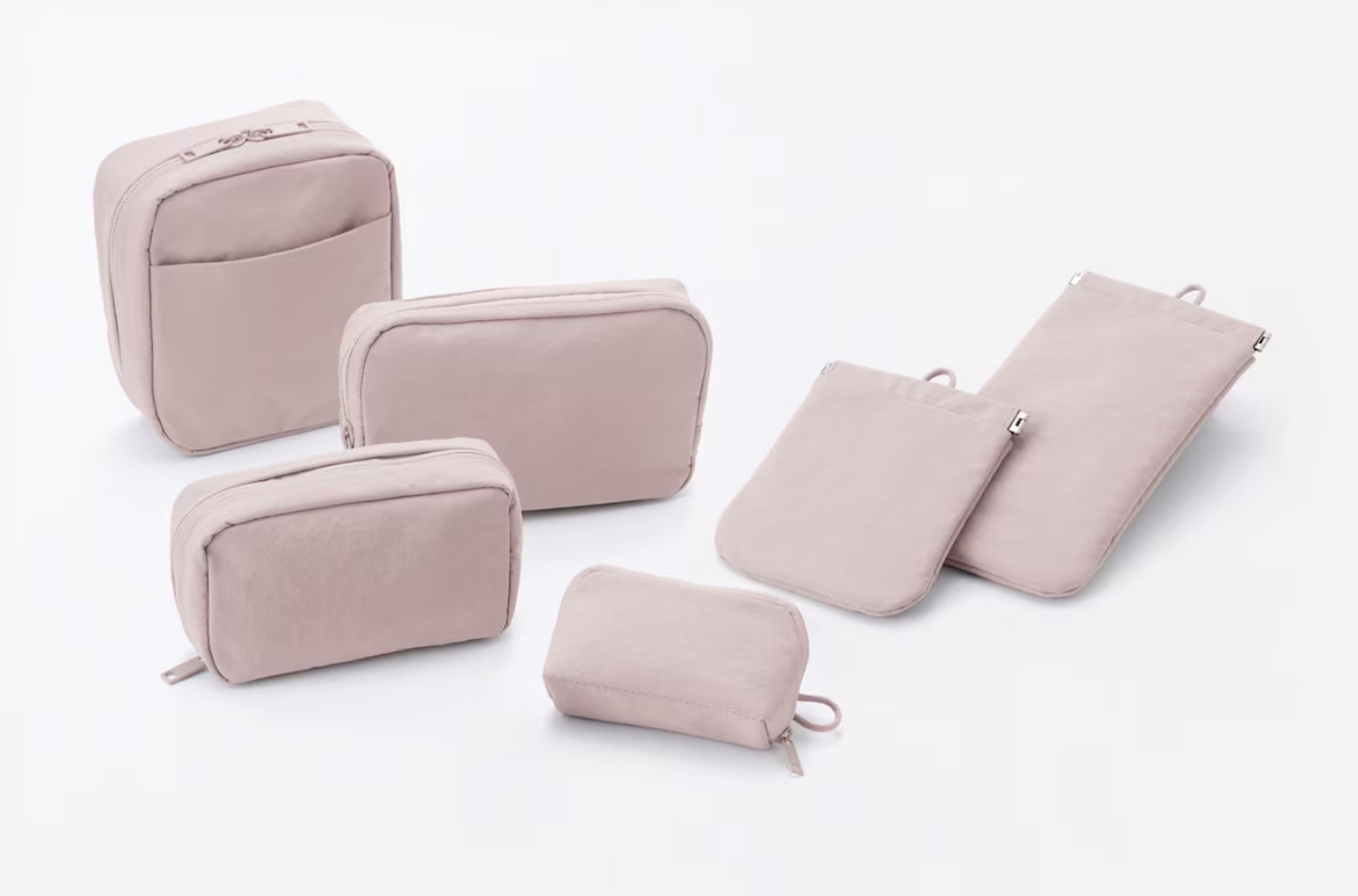 MUJI Wrinkled Nylon Wide Opening Pouch Small 4.3 x 2.4 x 1.4”(11x6x3.5cm) Japan