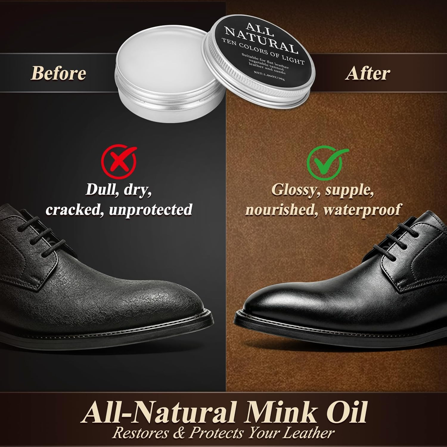 Shoe Care Kit 16 Pc Shoe Shine Kit Leather Polish Mink Oil Brush Cleaning Set