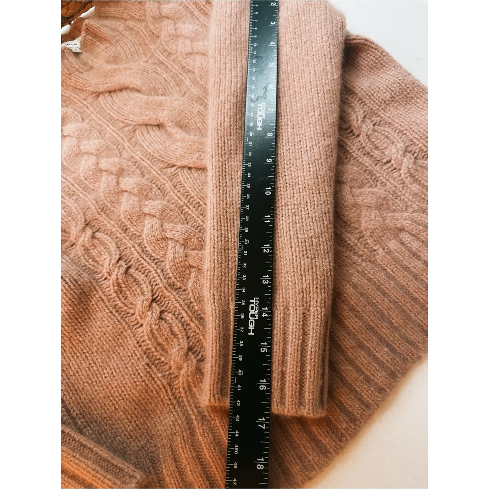 🌸🤍 Vince • Rosewood Cloud • Dusty Blush Pink • Fuzzy Cable Knit Mock Neck