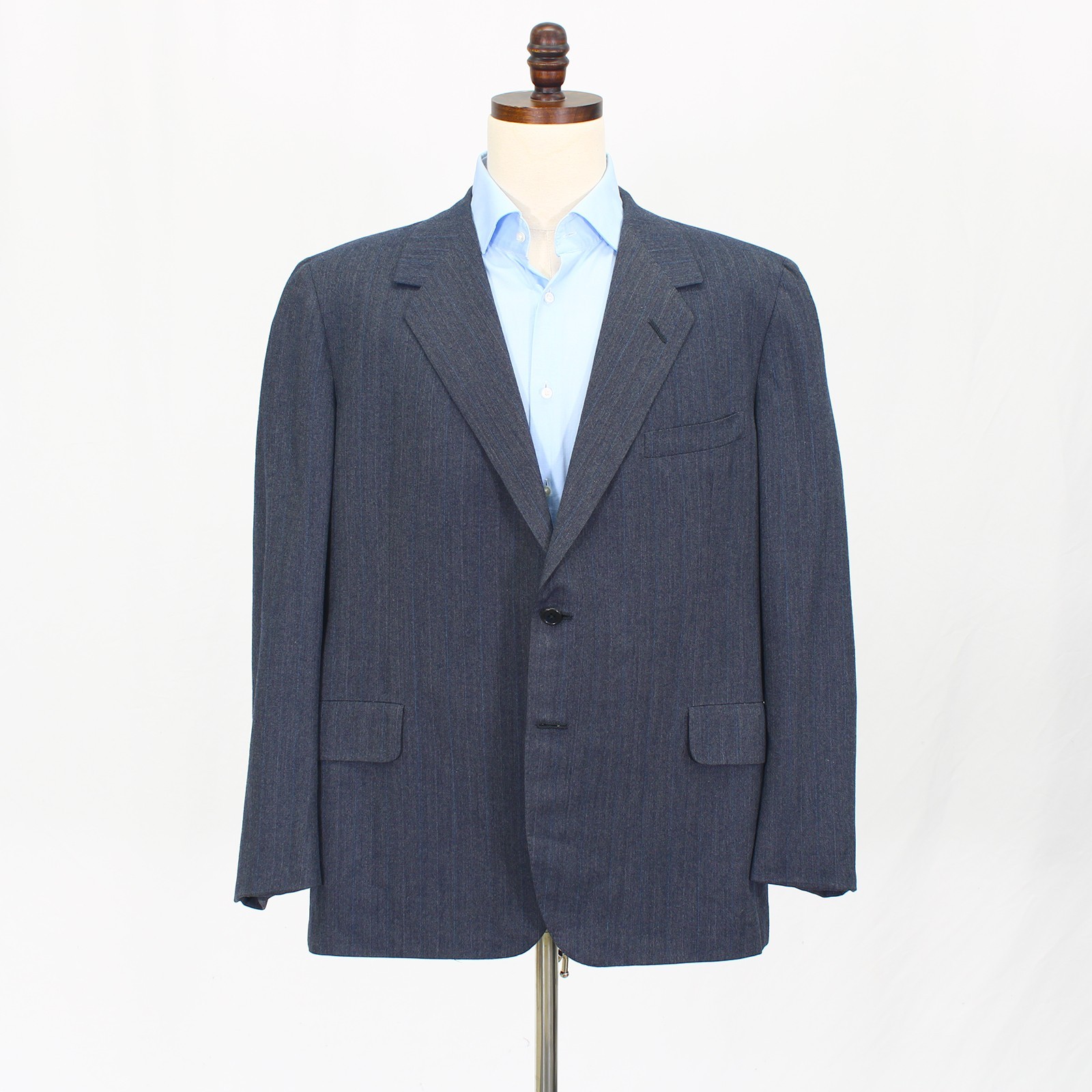 Oxxford 48R 40×28 Blue Full Suit Stripe 2-Button Wool