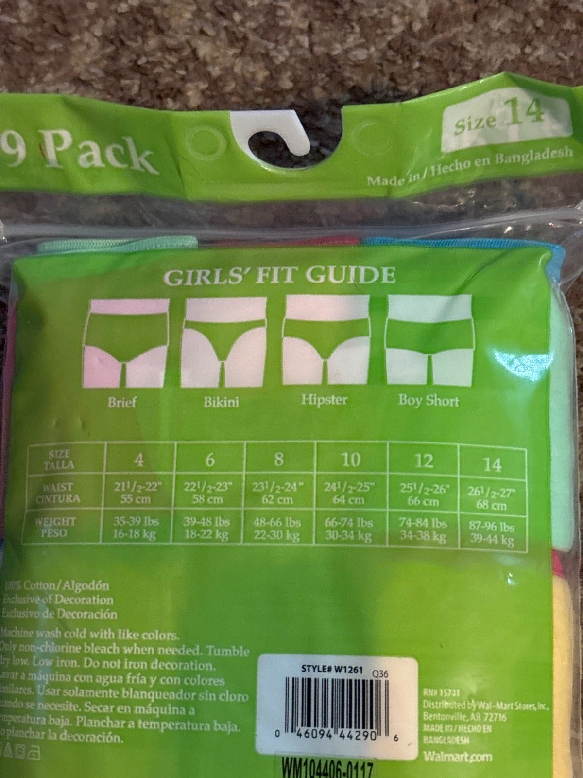 Girls Panties size14 Briefs 9 count days of the week + 2
