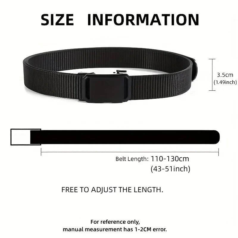 Mens Ratchet Belt Nylon Web Belts for with Automatic Slide Buckle Tactical Belt