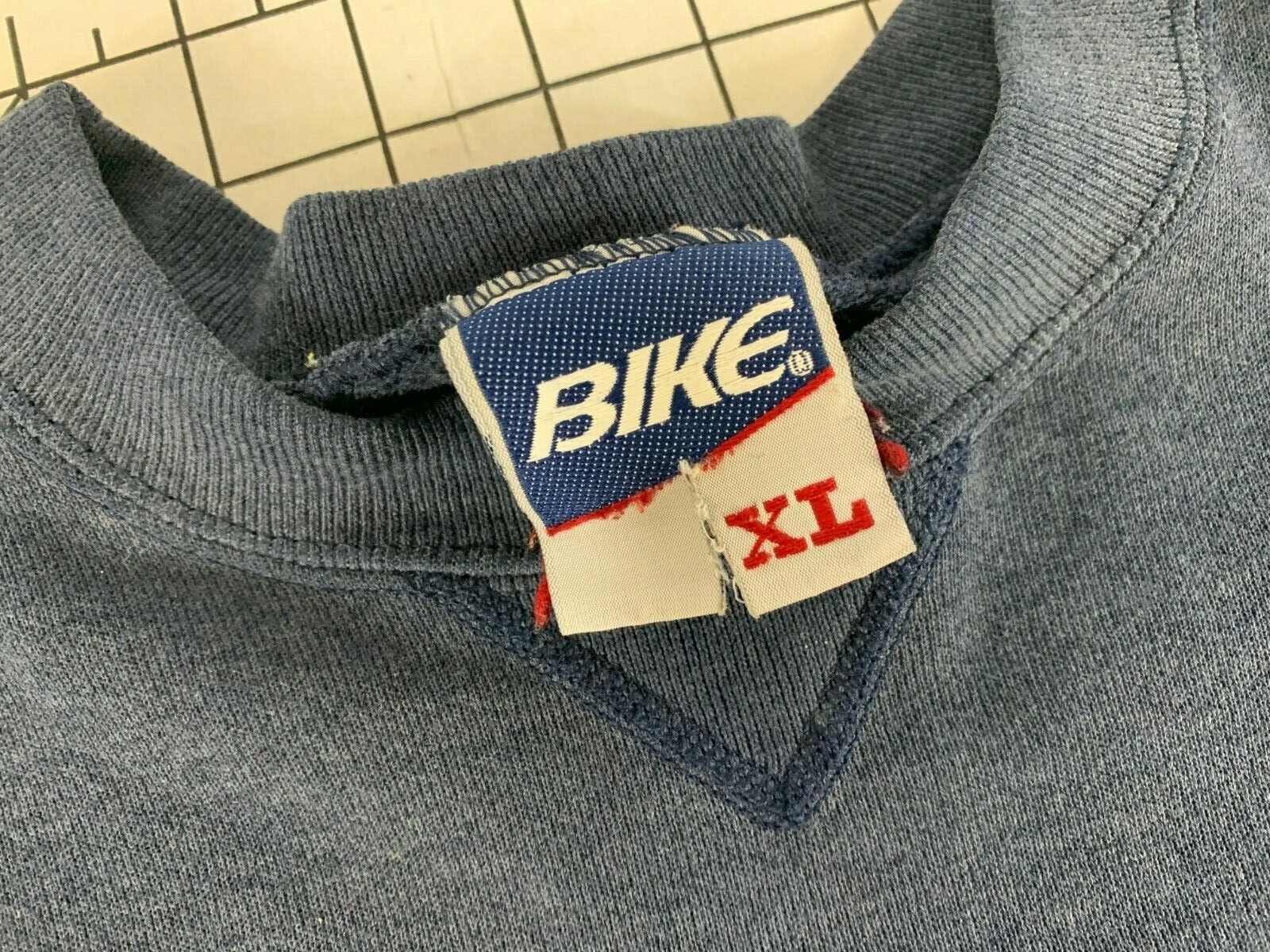 Vintage 80s 90s BIKE Brand Blank Plain Distressed Worn Faded Thin Sweatshirt