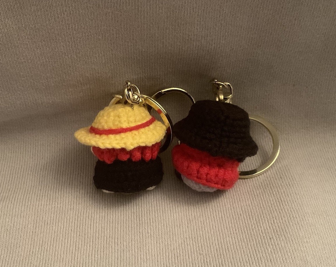 Crochet One Piece Anime Shanks and Dracule Mihawk Mini inspired Keychains