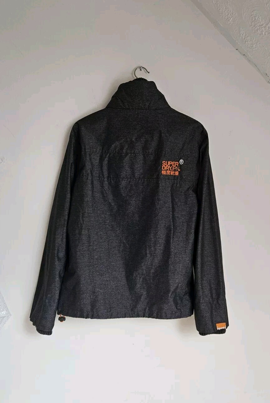 SUPERDRY WINDCHEATER MENS UK SIZE MEDIUM CHARCOAL GREY & ORANGE COAT