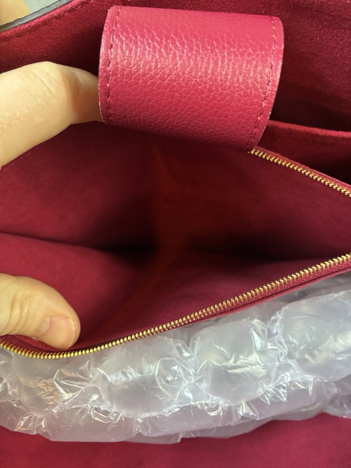 Louis Vuitton LV Damier Ebene Riverside Tote w/ Magenta Leather & LV Charm – NWT