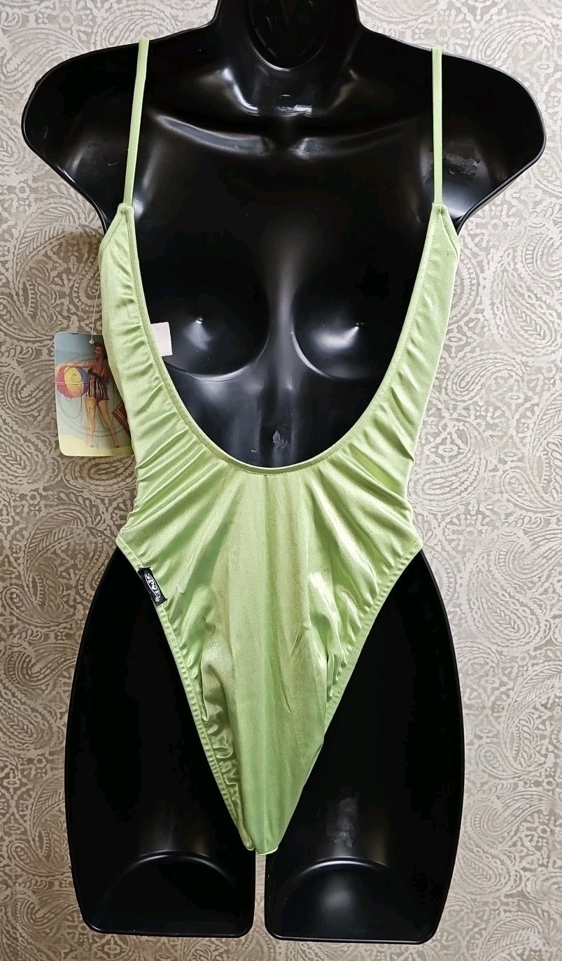 Vtg Late 1980’s/1990’s Spot Juniors Swimsuit Retro Lime Green New w/ Tags