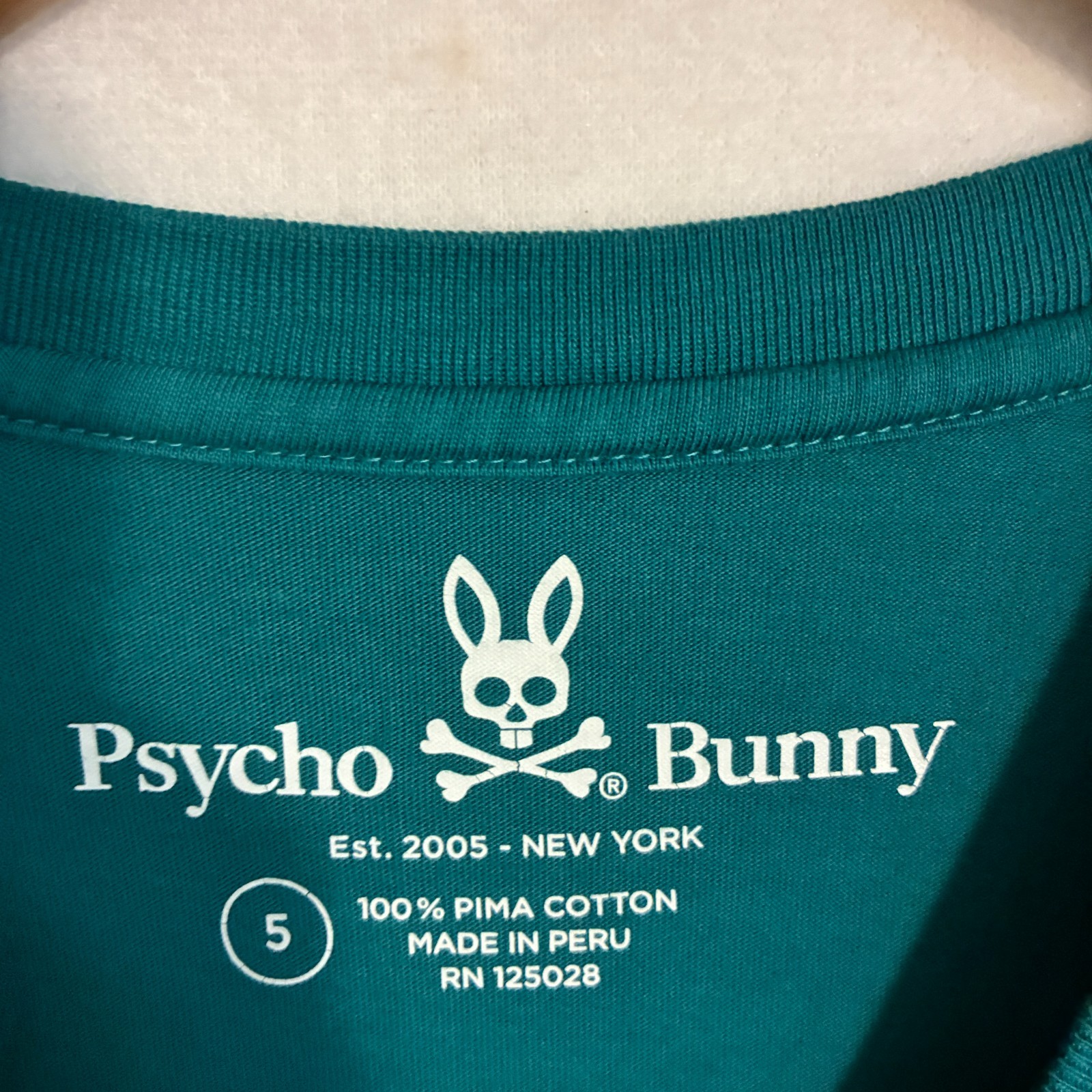 Psycho Bunny Shirt Mens Size 5 (M) Pima Cotton Neon Logo Skull Crossbones Tee