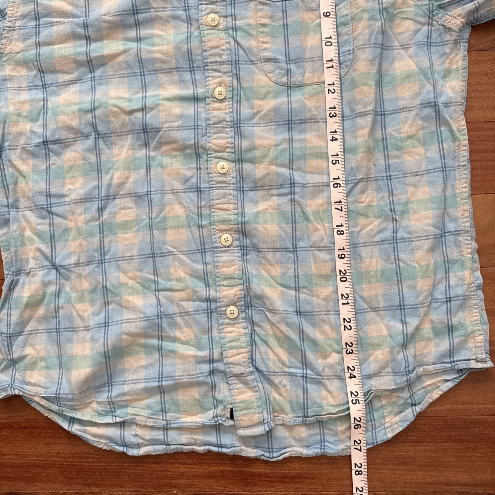 Normal Brand Louis Button Down Shirt Plaid Mens L Sky Cotton Casual