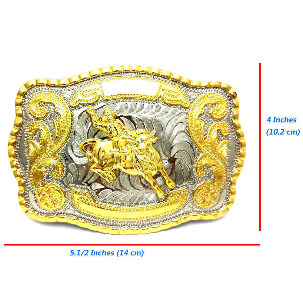 WESTERN SHINE BELT BUCKLE MEN BULL RIDE RODEO ANIMAL LONG HUGE RODEO BIG COWBOY