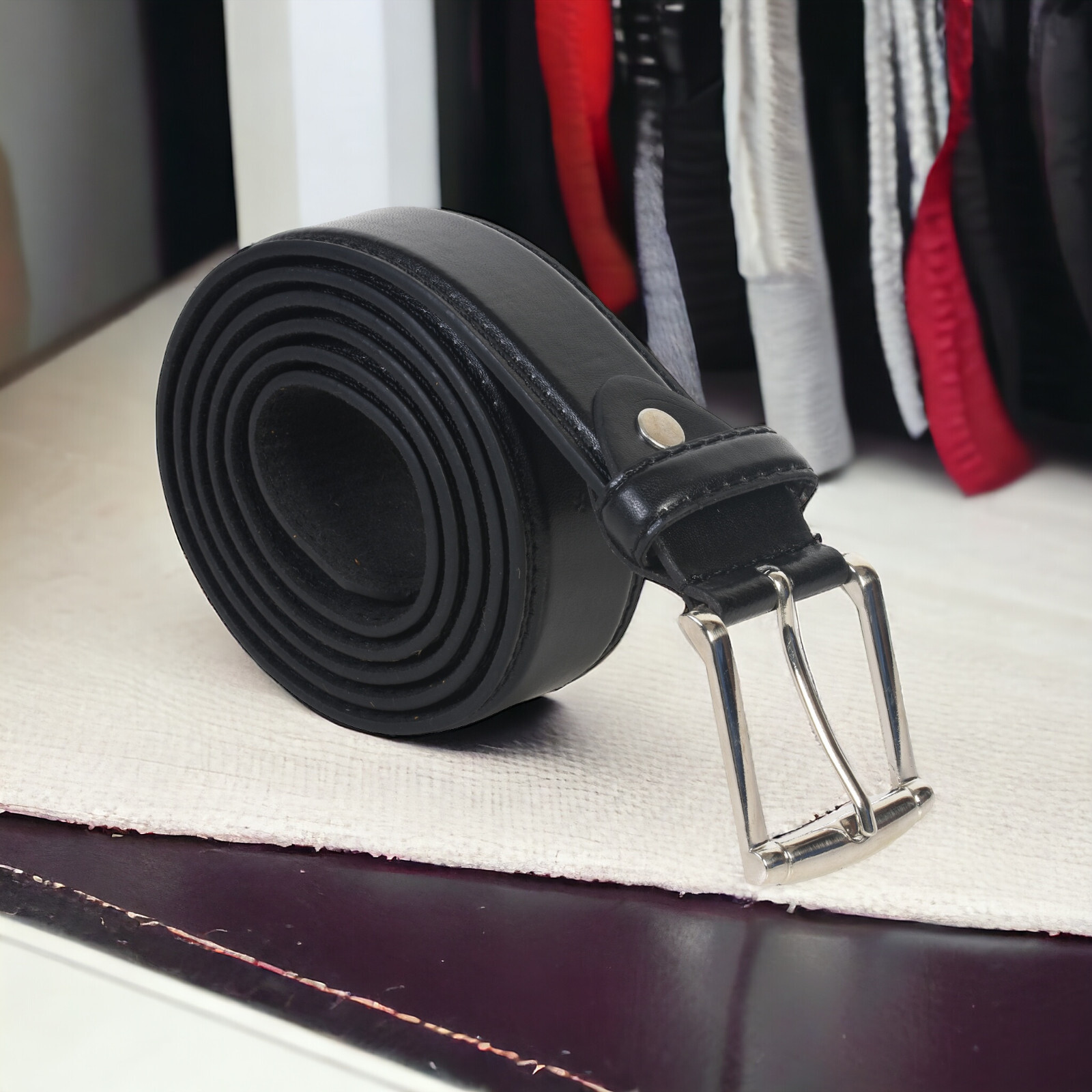 Leatherboss Genuine Leather Men Big and Tall Size 46″ – 64″ Jeans Belt, Black