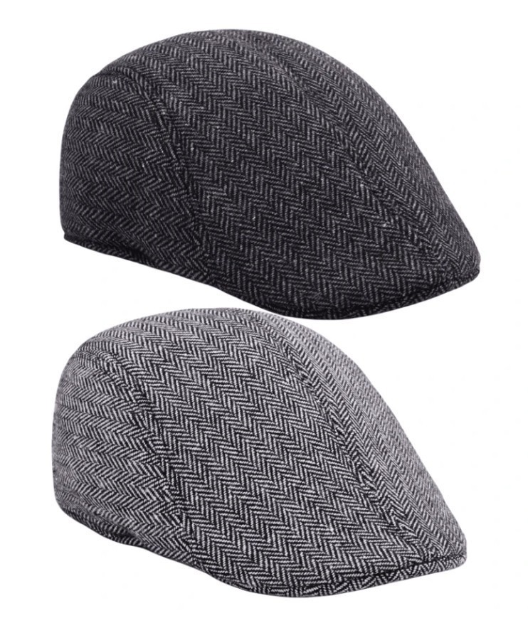 Men’s Herringbone Ivy Flat Cap Classic Newsboy Driving Golf Hat Adjustable Fit