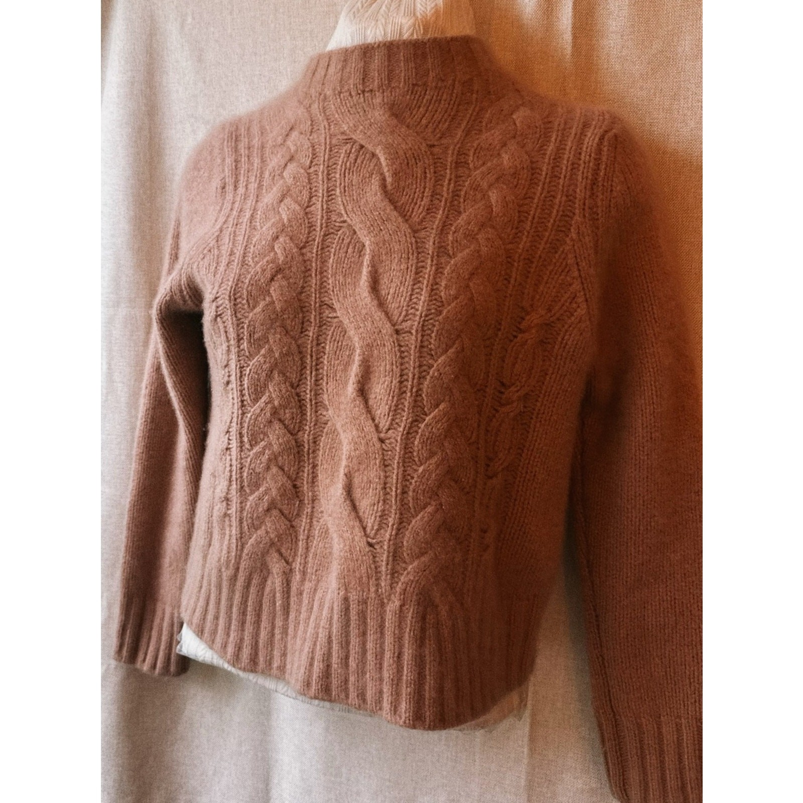 🌸🤍 Vince • Rosewood Cloud • Dusty Blush Pink • Fuzzy Cable Knit Mock Neck